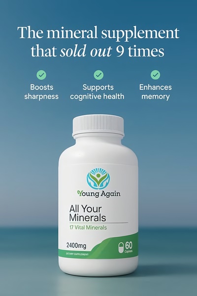 A clean, studio-lit product shot of a mineral supplement bottle, using a bold scarcity-based headline to drive interest.